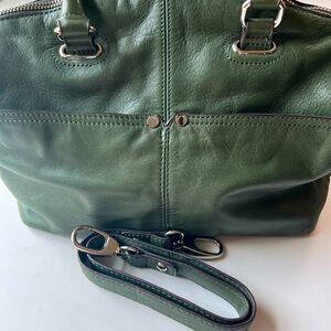 Olive Green Tignanello leather satchel